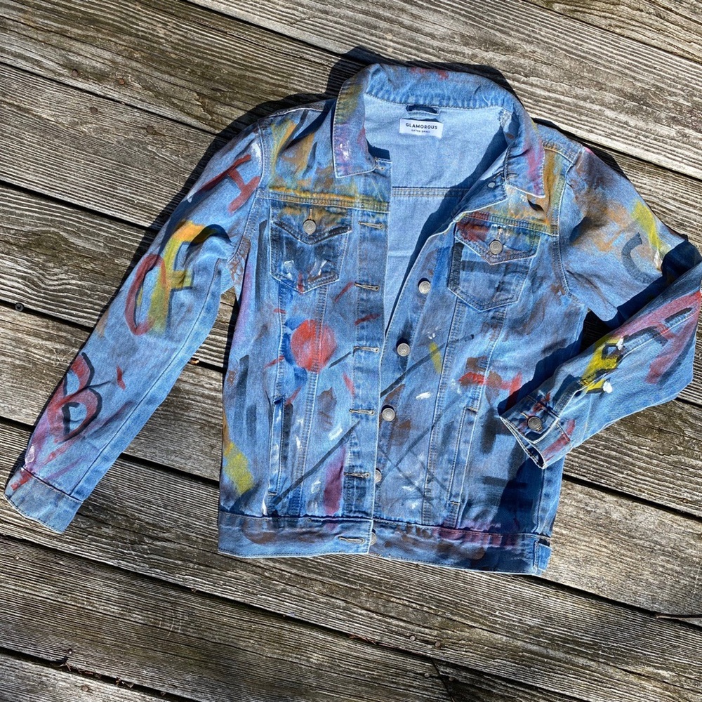 Abstract Painted Denim Jacket